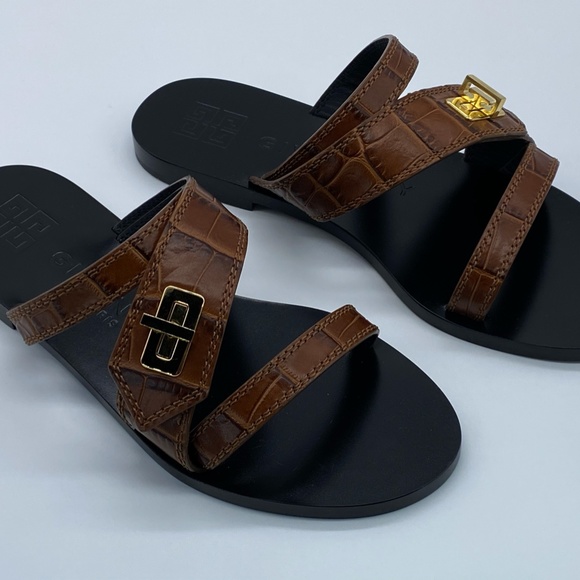 Givenchy Eden Croc-Embossed Leather Slides - Picture 6 of 9